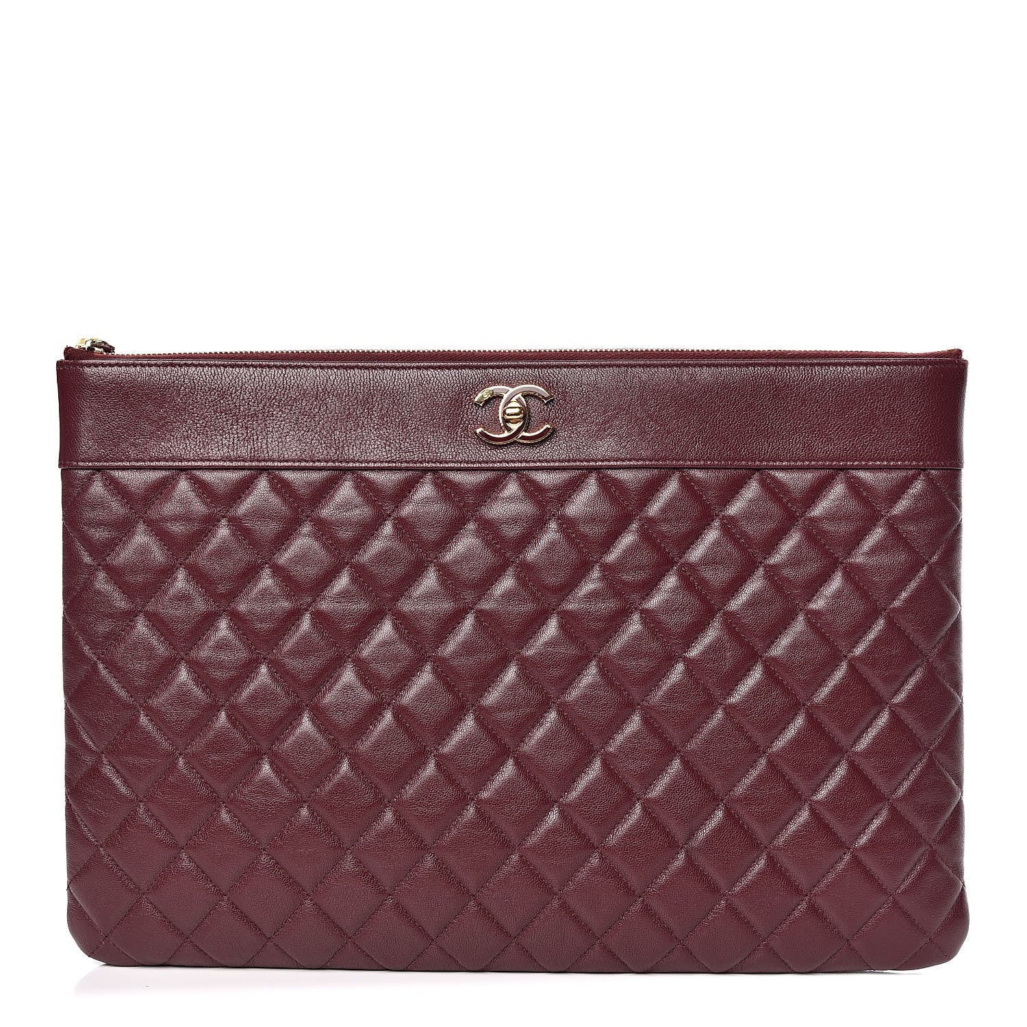 Chanel Sheepskin Quilted Large Vintage Mademoiselle Cosmetic Case Burgundy 1 of 14