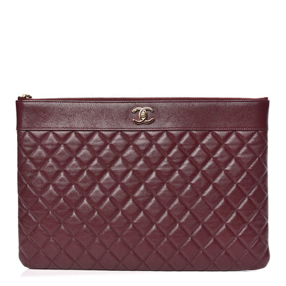 Chanel Sheepskin Quilted Large Vintage Mademoiselle Cosmetic Case Burgundy 1 of 14