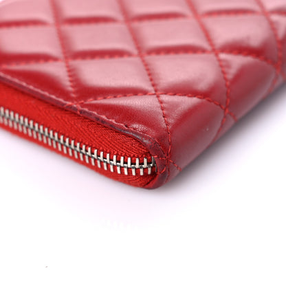 Chanel Lambskin Quilted Gusset Zip Around Wallet Red 11 of 25