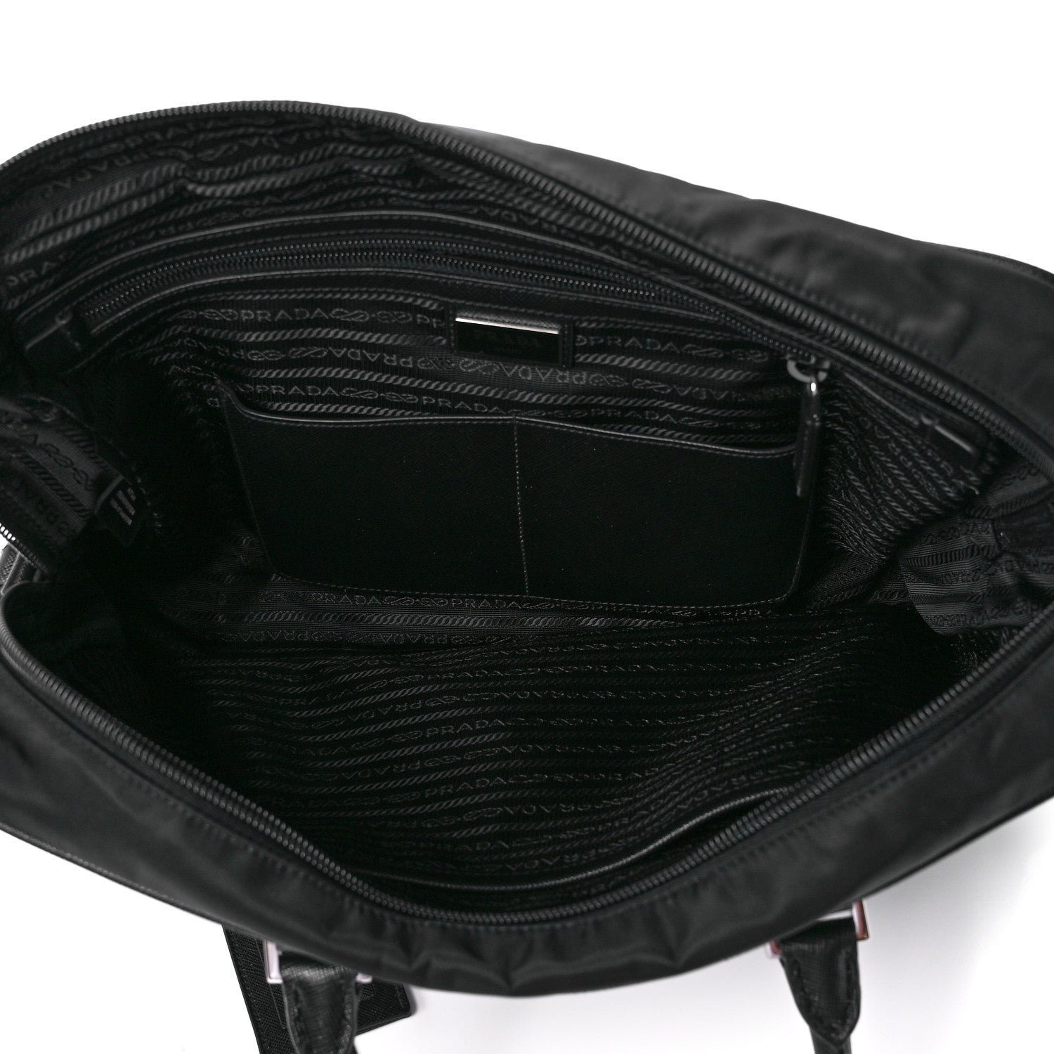 Prada Tessuto Nylon Saffiano Metal Triangle Logo Work Bag Black 5 of 12