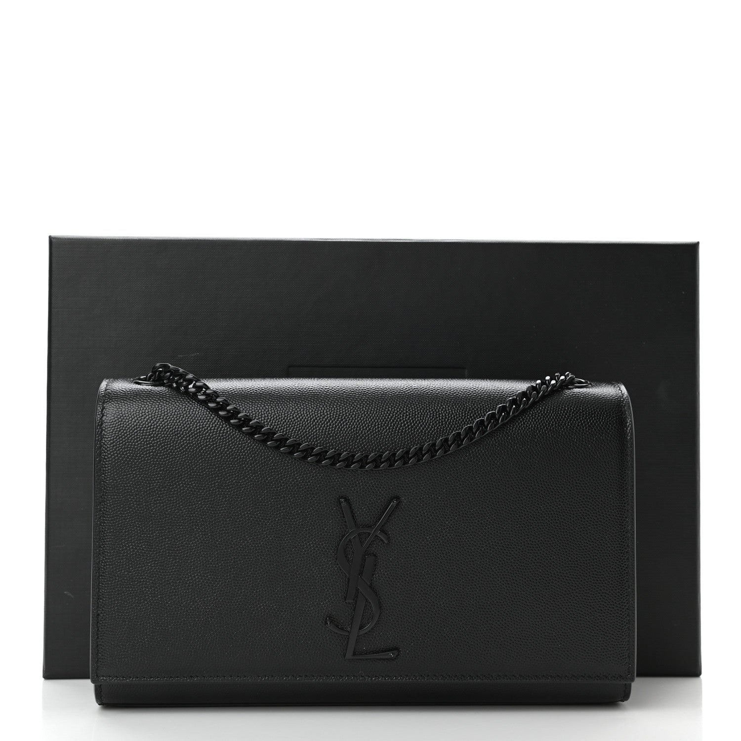 Saint Laurent Grain De Poudre Medium Classic Monogram Kate Satchel Black 11 of 11