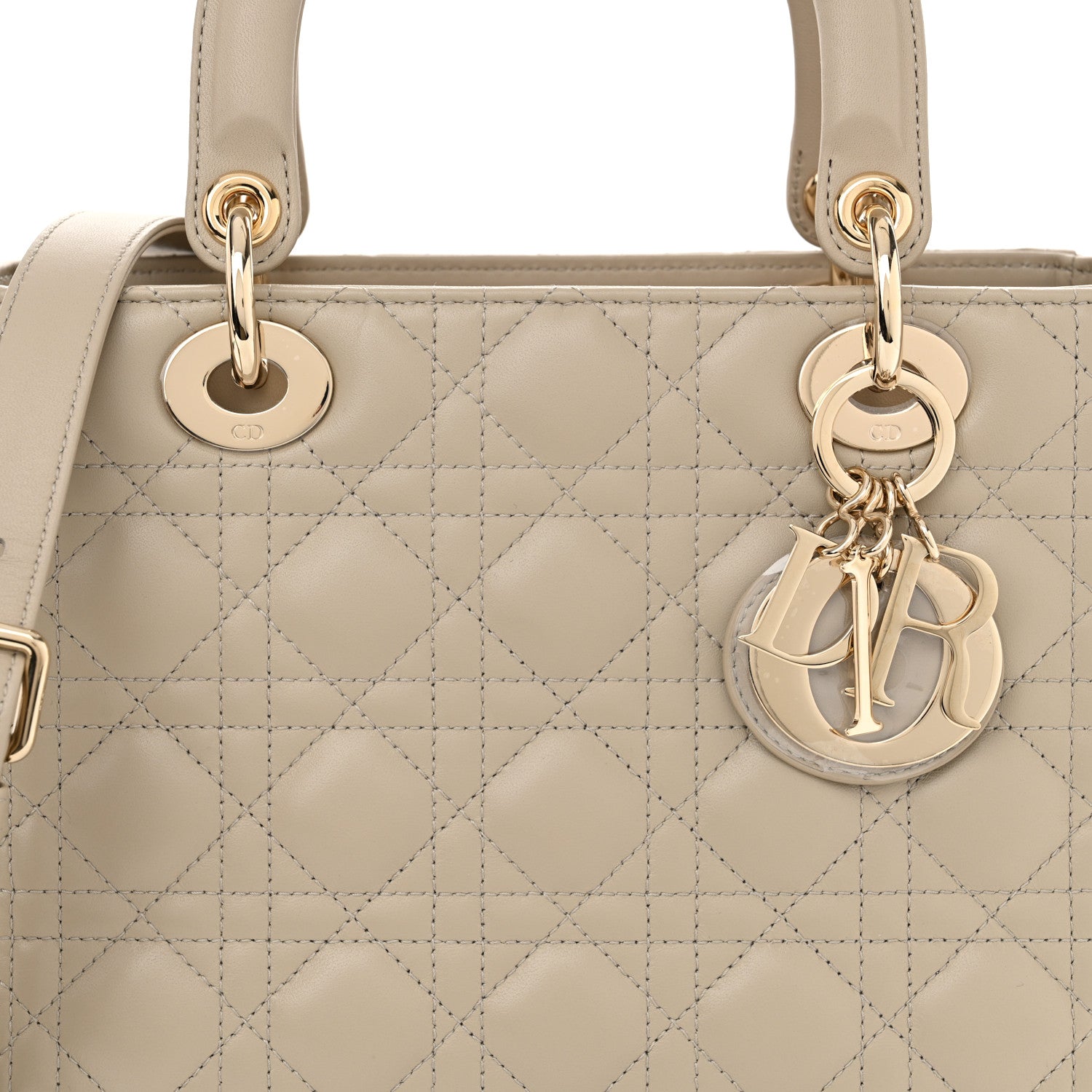Christian Dior Lambskin Cannage Medium Lady Dior Sand 8 of 10