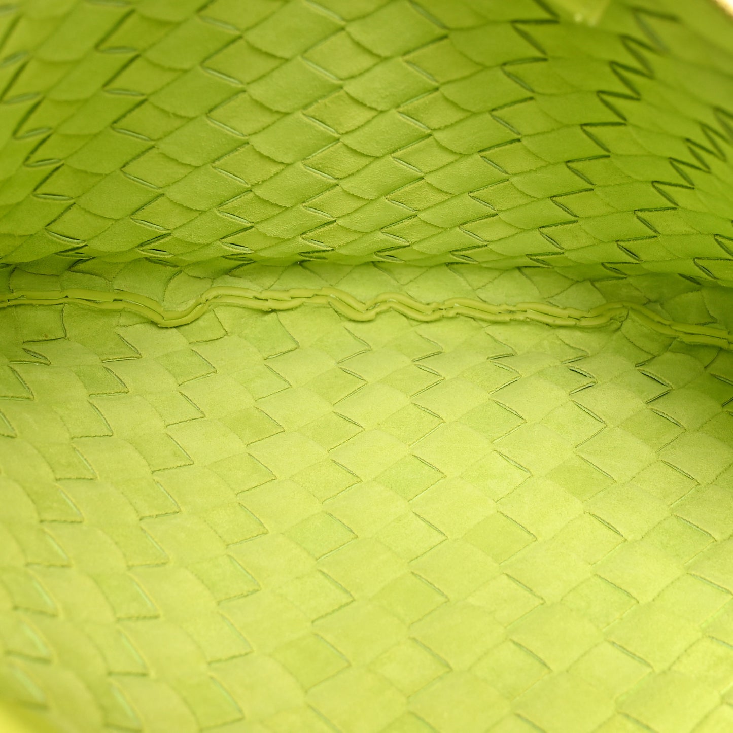 Nappa Intrecciato Medium Turn Pouch Acid Kiwi