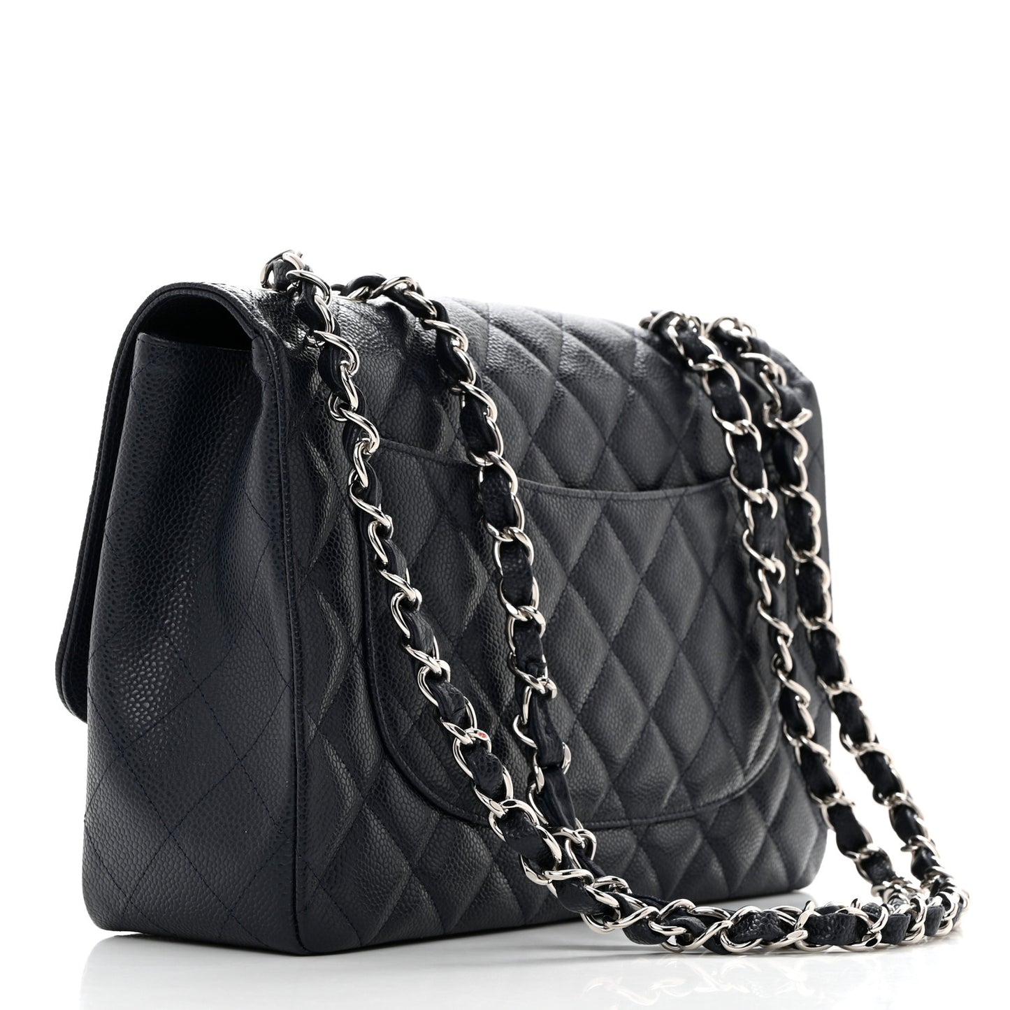 Caviar Quilted Jumbo Single Flap Navy