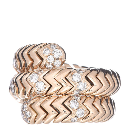 Bulgari 18K Yellow Gold Diamond Spiga Wrap Ring 50 5.25 1 of 5
