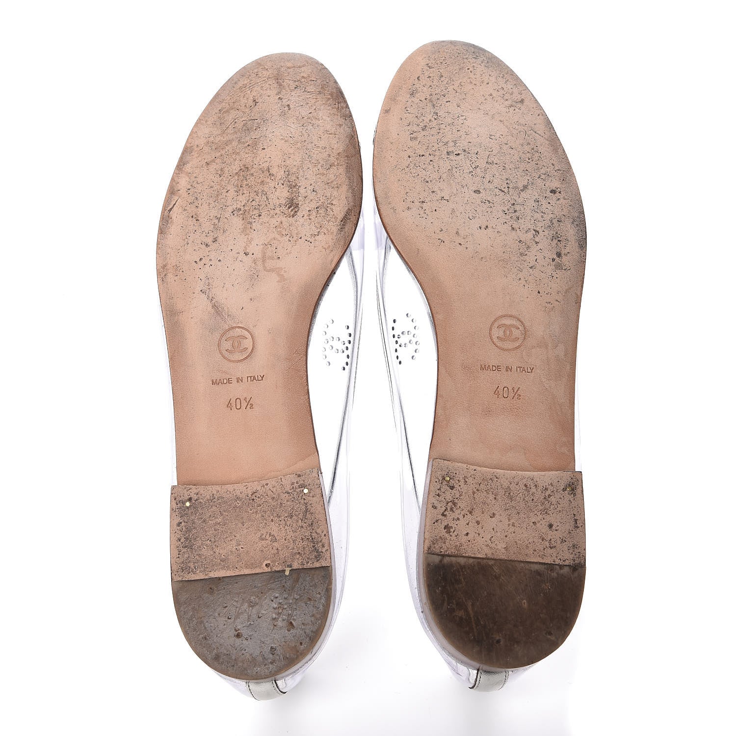 Chanel PVC Metallic Calfskin CC Cap Toe Ballet Flats 40.5 Silver 7 of 18