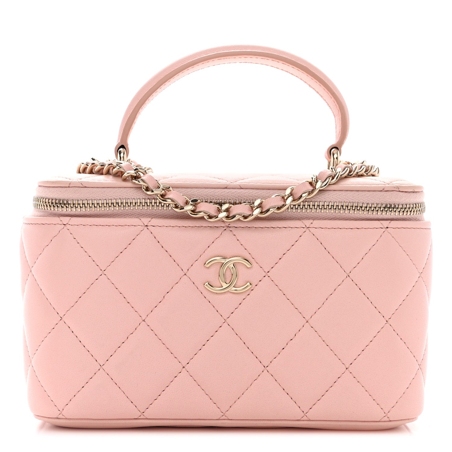 Chanel Lambskin Quilted Small Top Handle Vanity Case With Chain Light Pink 1 of 11