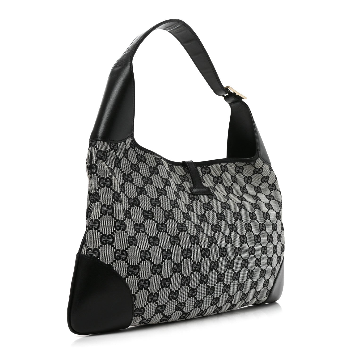 Gucci Monogram Lobster Clasp Jackie O Hobo Beige Black 3 of 10