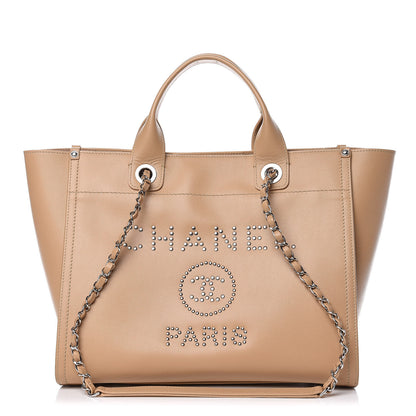Chanel Caviar Small Studded Deauville Tote Beige 1 of 9