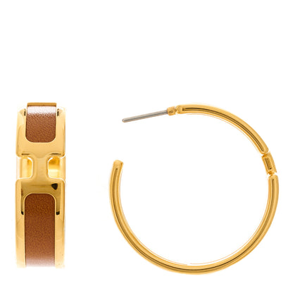 Hermes Box Calfskin Olympe Hoop Earrings Cannelle 1 of 5