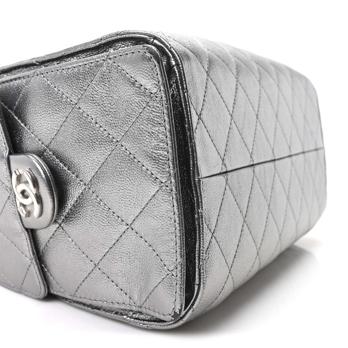 Metallic Caviar Quilted Small Chanel 25 Handbag Anthracite