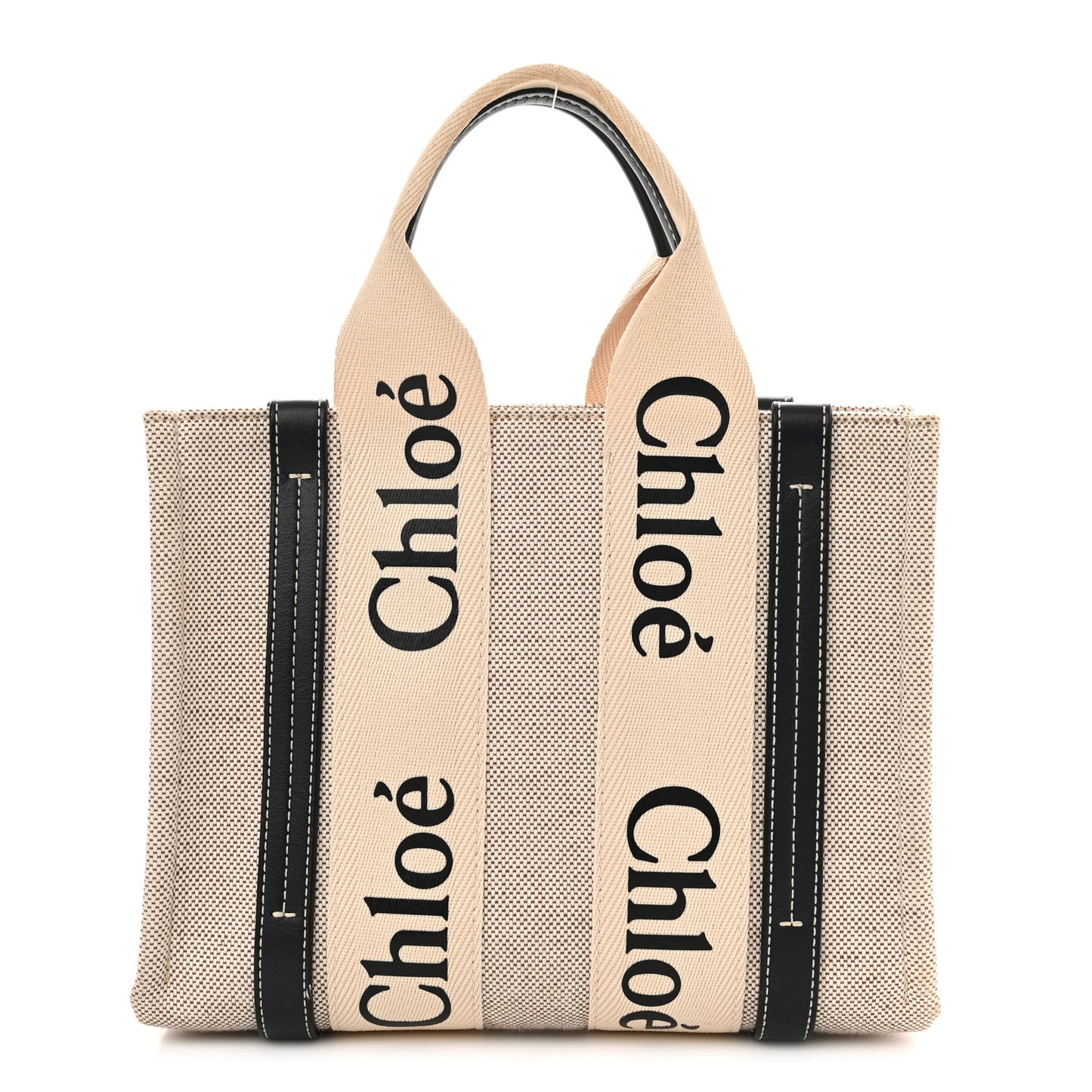Cotton Calfskin Small Woody Ribbon Tote White Blue