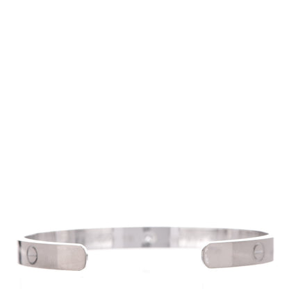 Cartier 18K White Gold 1 Diamond LOVE Cuff Bracelet 18 3 of 5