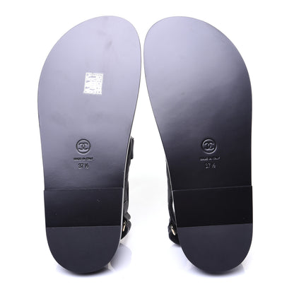 Chanel Grained Calfskin Velcro Dad Sandals 37.5 Black 9 of 11