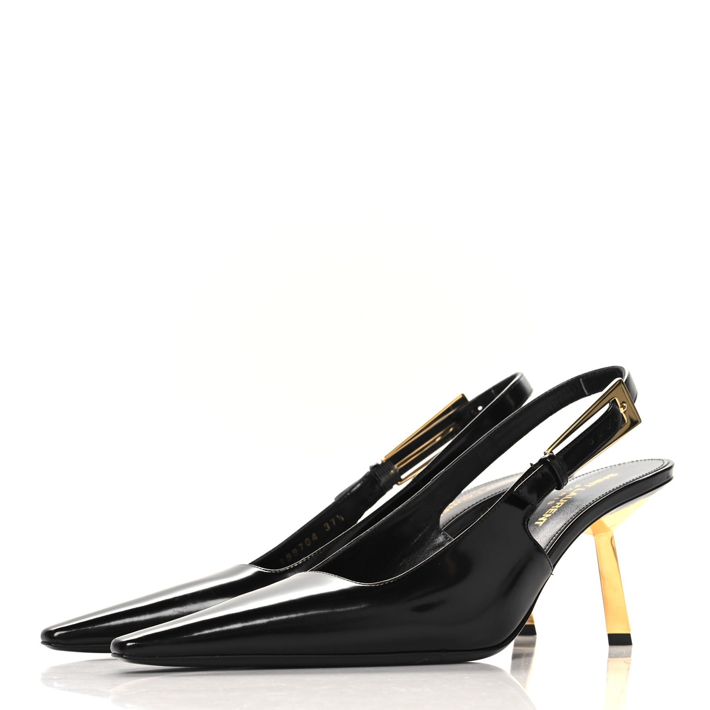 Glazed Calfskin Lee 75 Slingback Pumps 37.5 Black