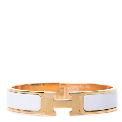 Hermes Enamel Narrow Clic Clac H Bracelet PM White 1 of 6