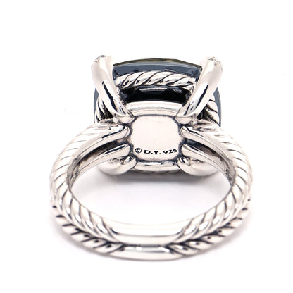 David Yurman Sterling Silver Diamond Green Orchid 14mm Chatelaine Ring 54 7 4 of 5