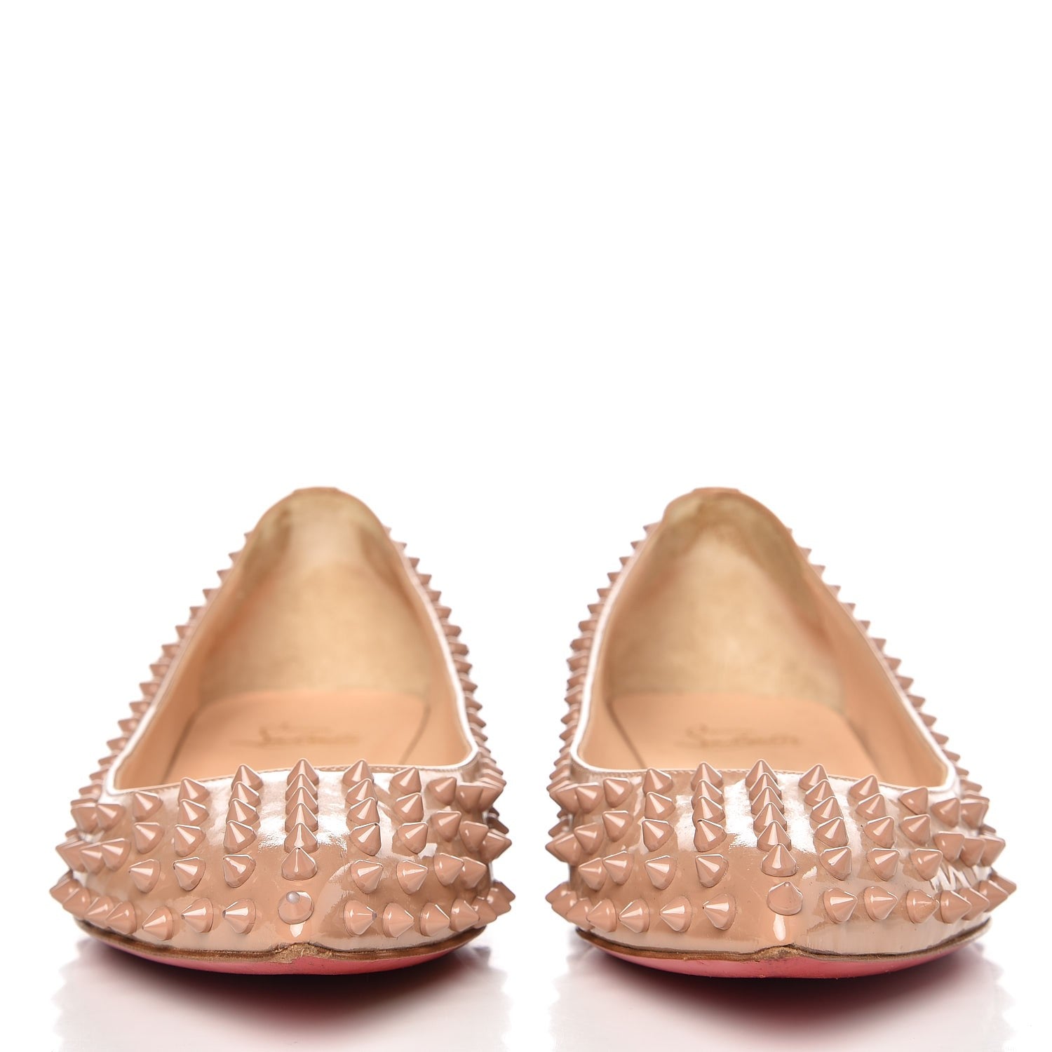 Christian Louboutin Patent Pigalle Spikes Flats 40.5 Nude 3 of 11