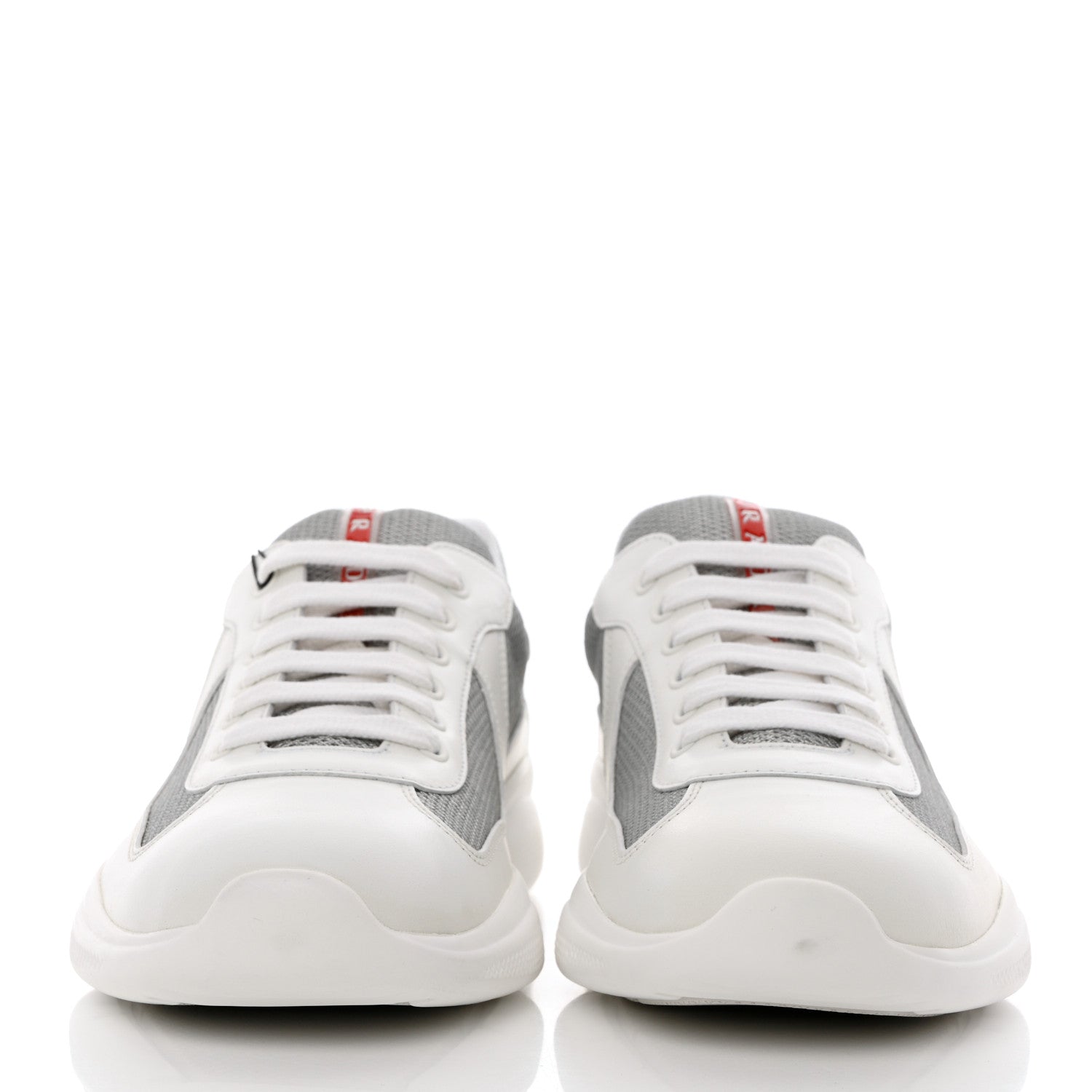 Prada Vitello Soft Mesh Mens America's Cup Sneakers 9 White Argento 2 of 9