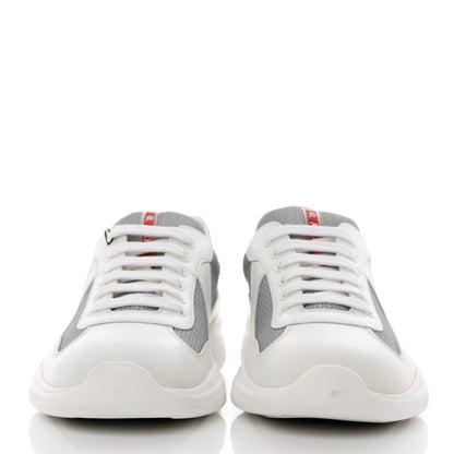 Prada Vitello Soft Mesh Mens America's Cup Sneakers 9 White Argento 2 of 9