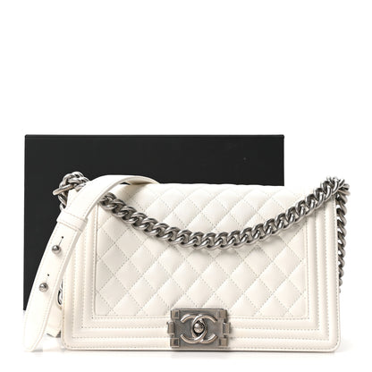Chanel Caviar Quilted Medium Boy Flap White 11 of 11