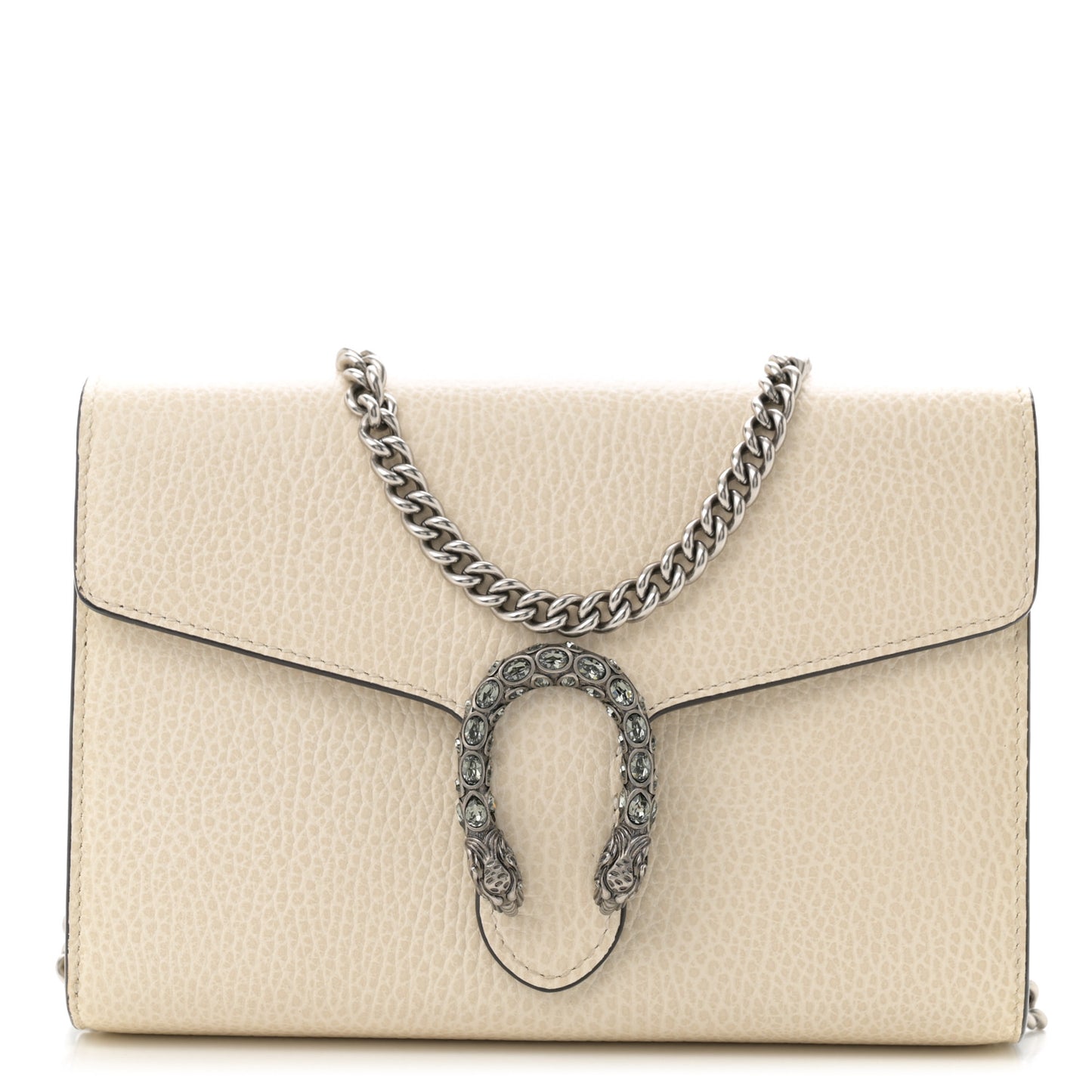 Dollar Calfskin Mini Dionysus Chain Wallet Mystic White