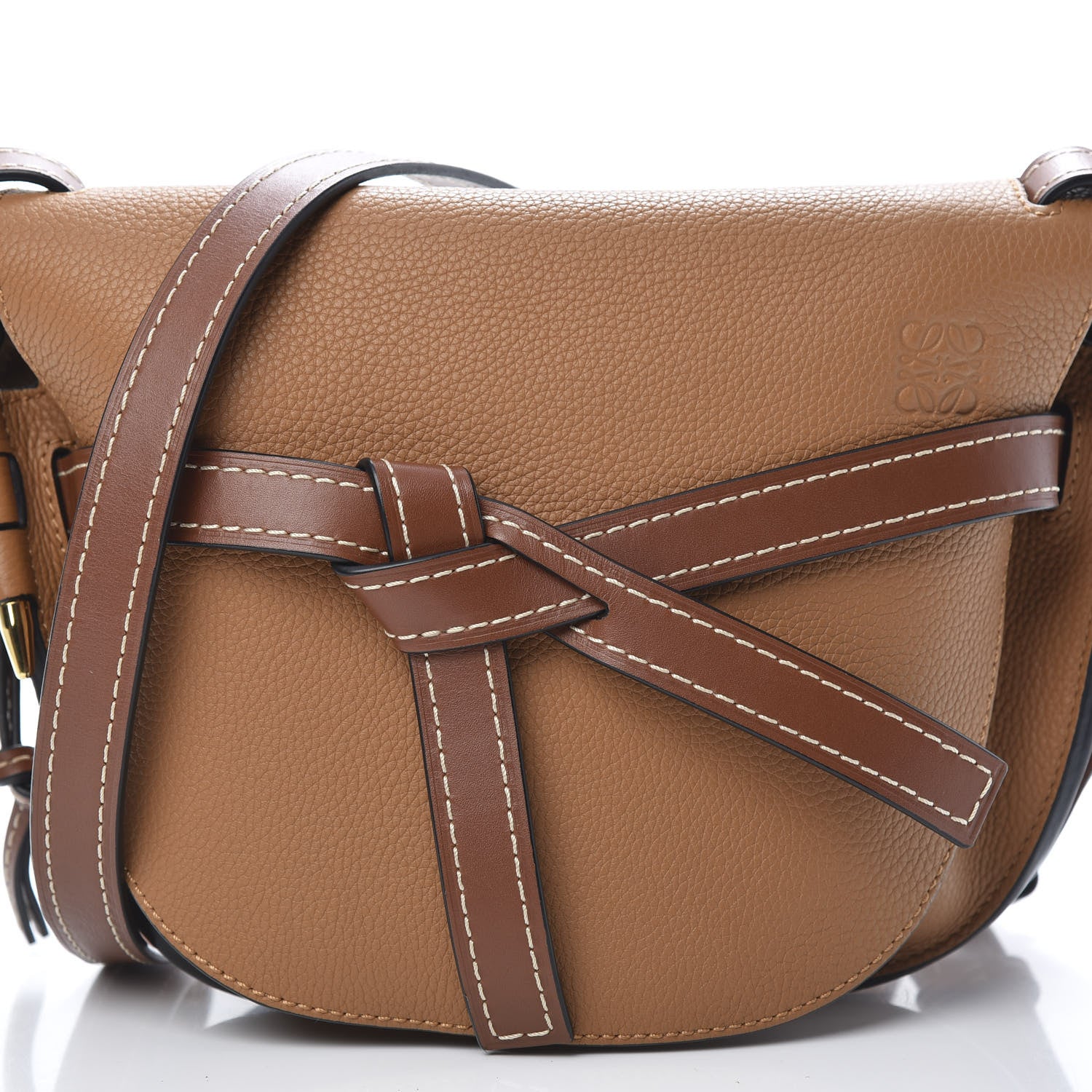 Loewe Grained Calfskin Small Gate Crossbody Bag Caramel Pecan 7 of 9