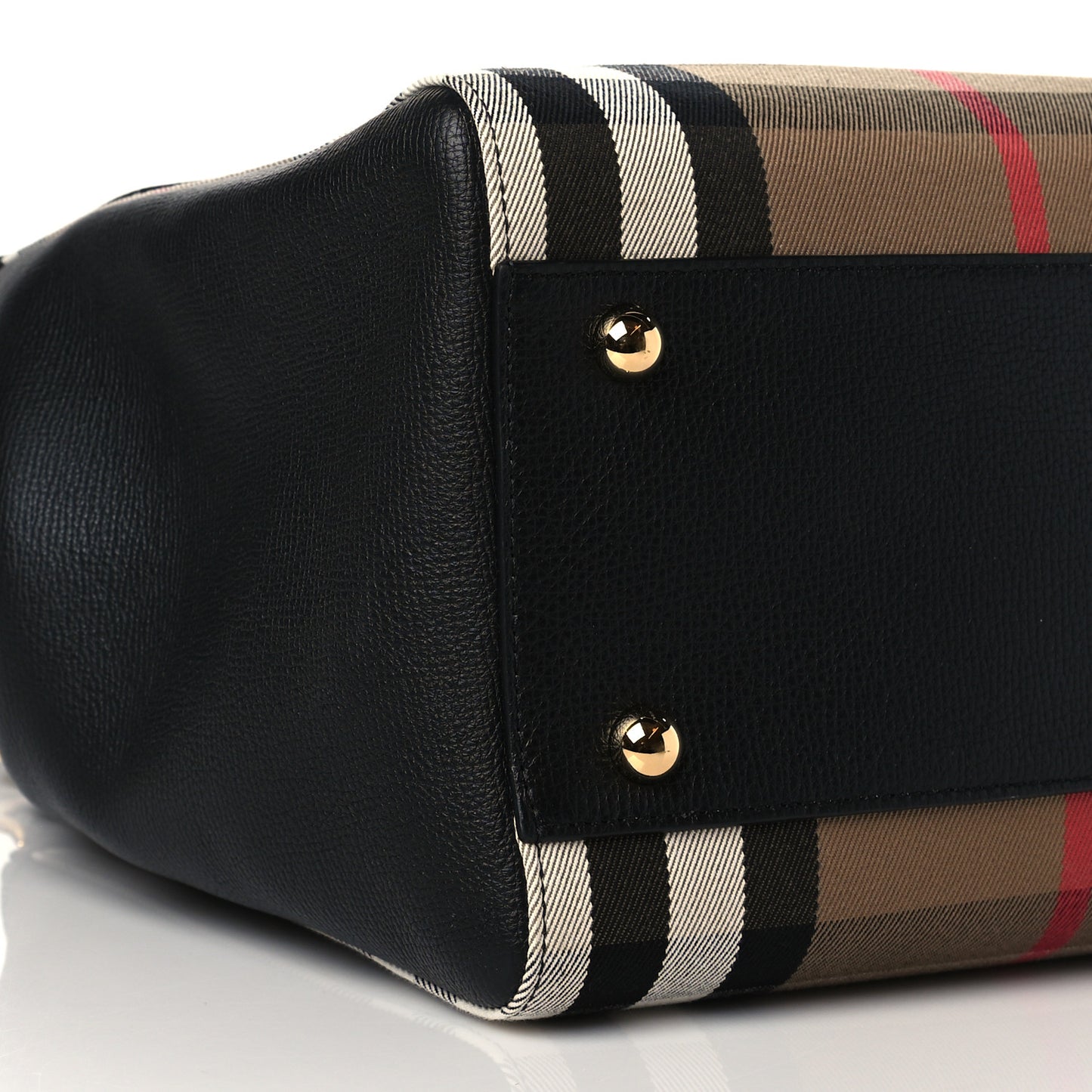 Grainy Calfskin House Check Small Canterbury Tote Black