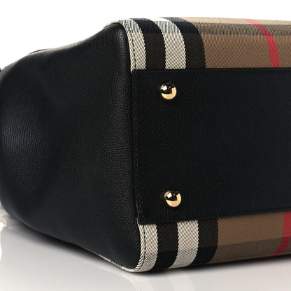 Burberry Grainy Calfskin House Check Small Canterbury Tote Black 8 of 9