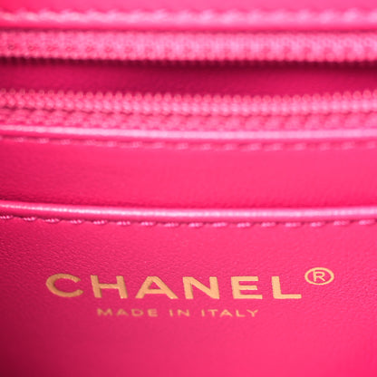 Chanel Lambskin Quilted Mini Crystal Top Handle Rectangular Flap Dark Pink 6 of 9