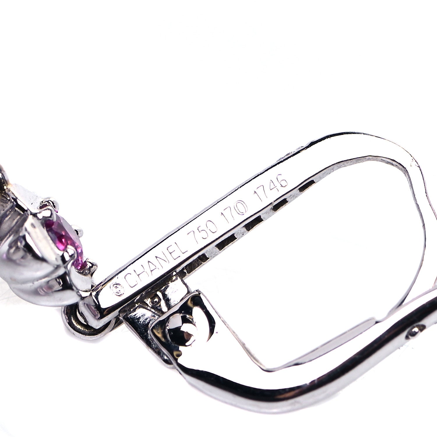 Chanel 18K White Gold Diamond Gemstone Pearl Mademoiselle Drop Earrings 5 of 5