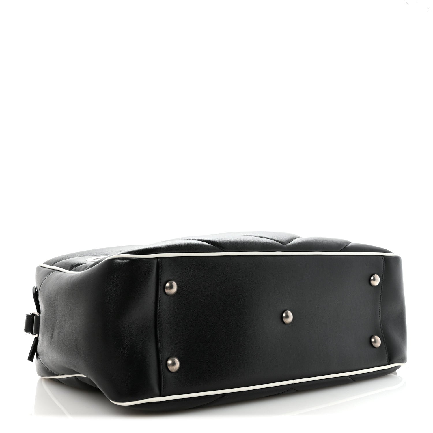 Saint Laurent Calfskin Medium Miles Logo Bowler Duffel Bag Black 4 of 9