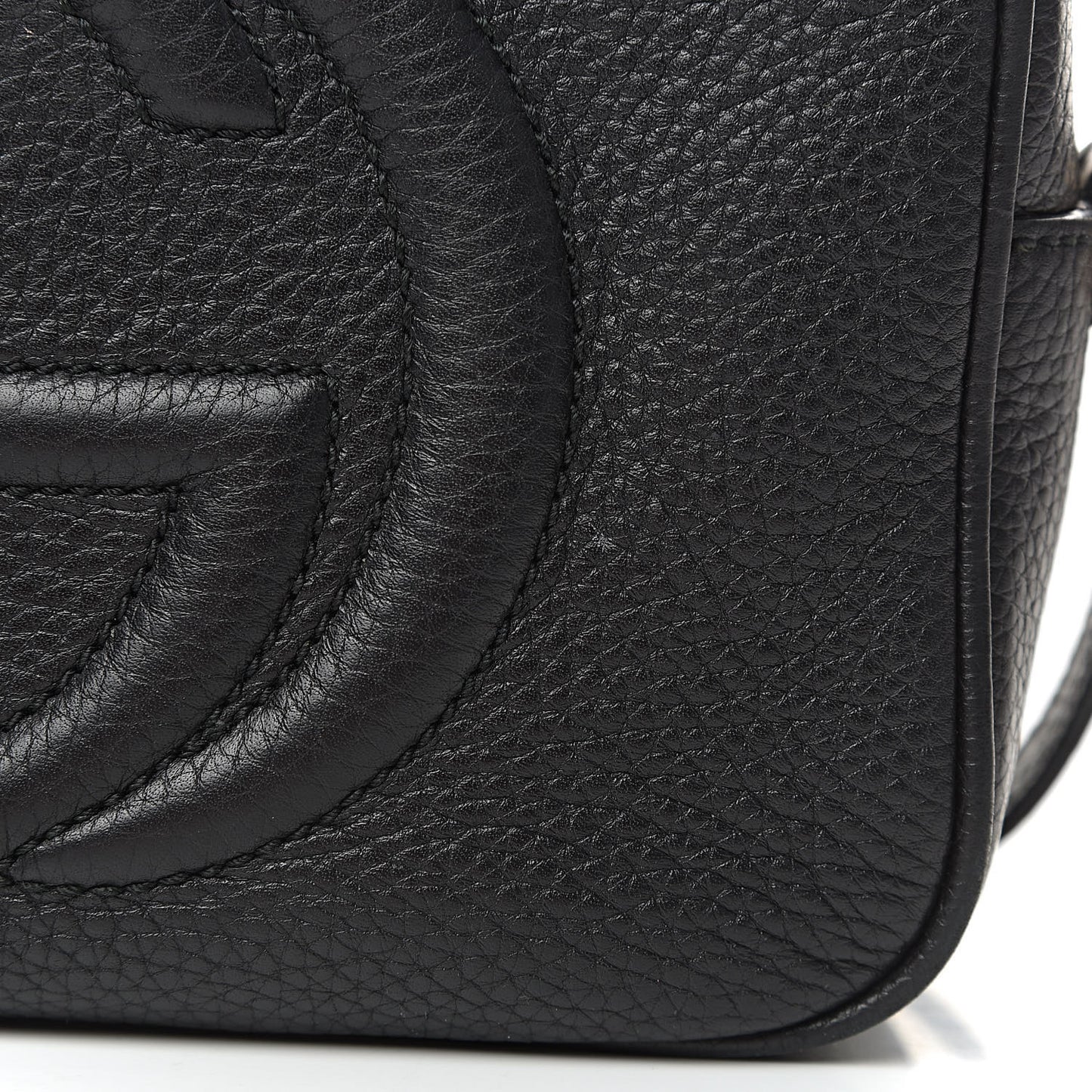 Pebbled Calfskin Small Soho Disco Bag Black
