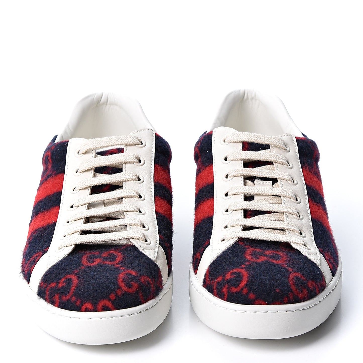 Covered Wool Big GG Monogram Mens Sneakers 8.5 Blue Red Mystic White