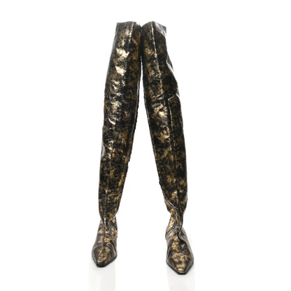 Chanel Metallic Lambskin Over the Knee Boots 38 Gold Black 2 of 7