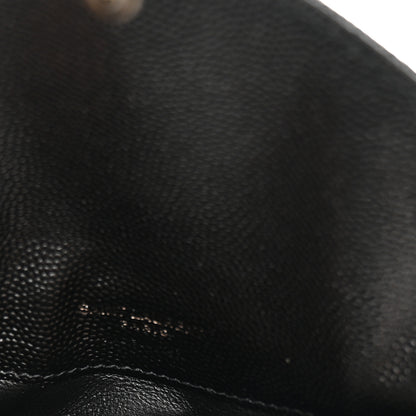 Saint Laurent Grain De Poudre Matelasse Chevron Monochrome Flap Zippered Card Case Black 5 of 7