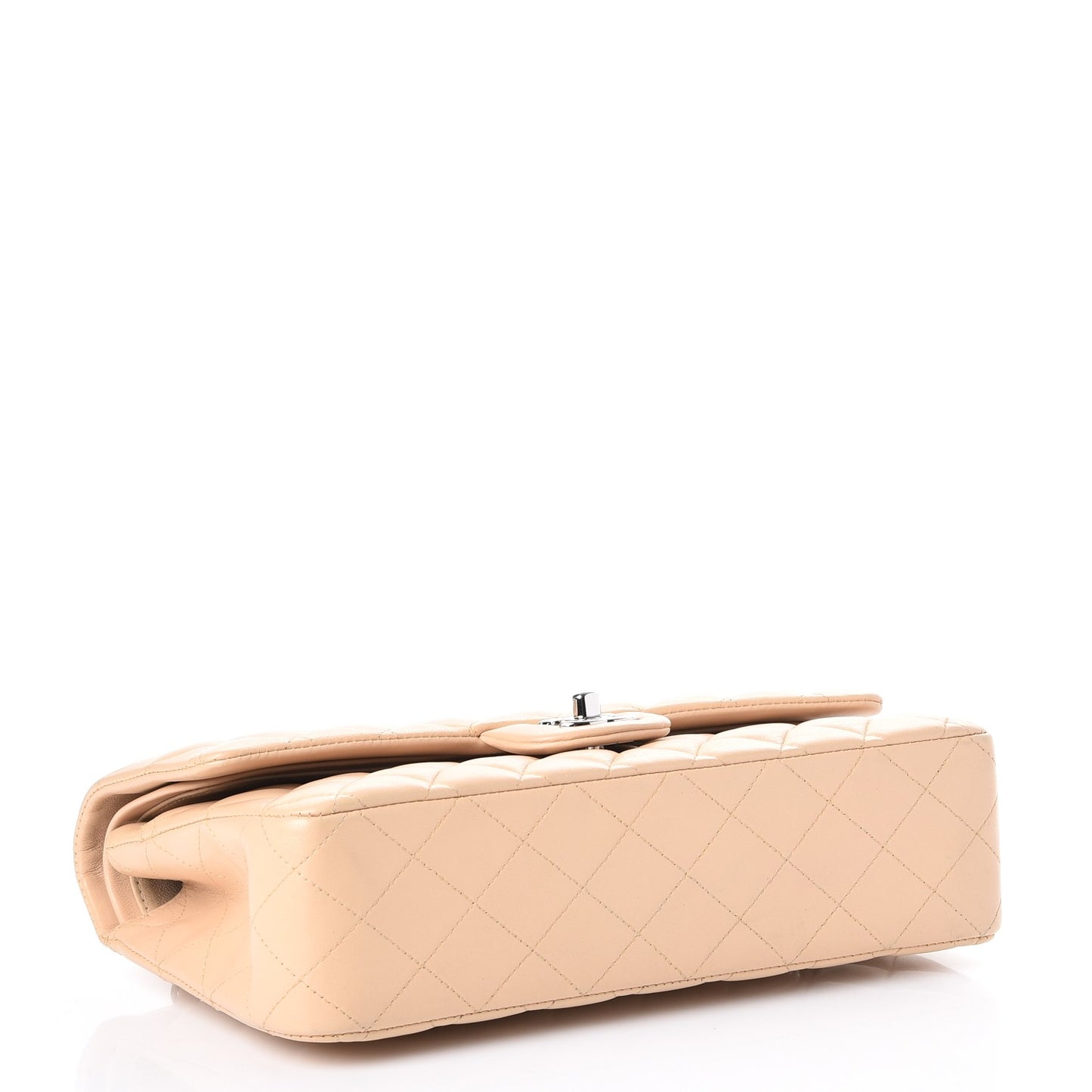 Lambskin Quilted Medium Double Flap Beige