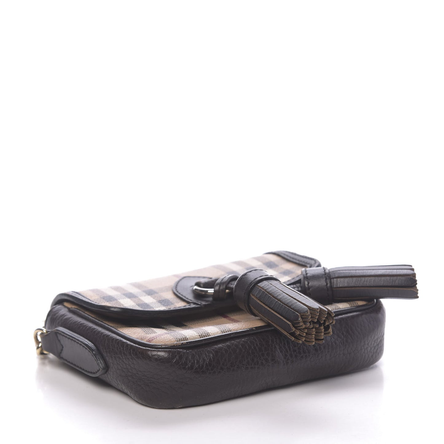 Haymarket Check Mini Tassel Crossbody Bag Chocolate