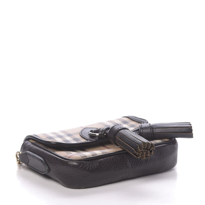 Burberry Haymarket Check Mini Tassel Crossbody Bag Chocolate 4 of 14