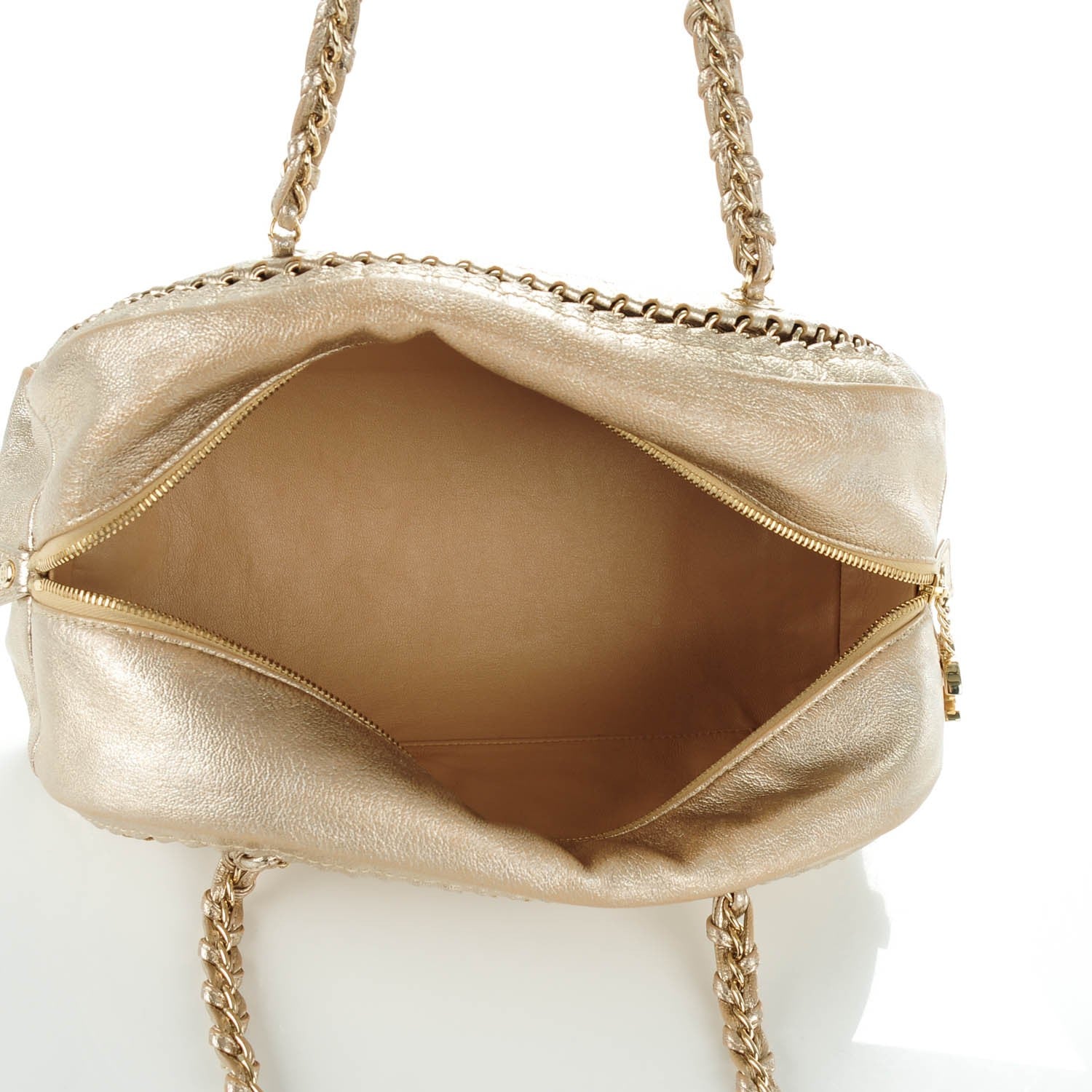 Chanel Metallic Goatskin Medium Luxe Ligne Bowler Gold 5 of 7