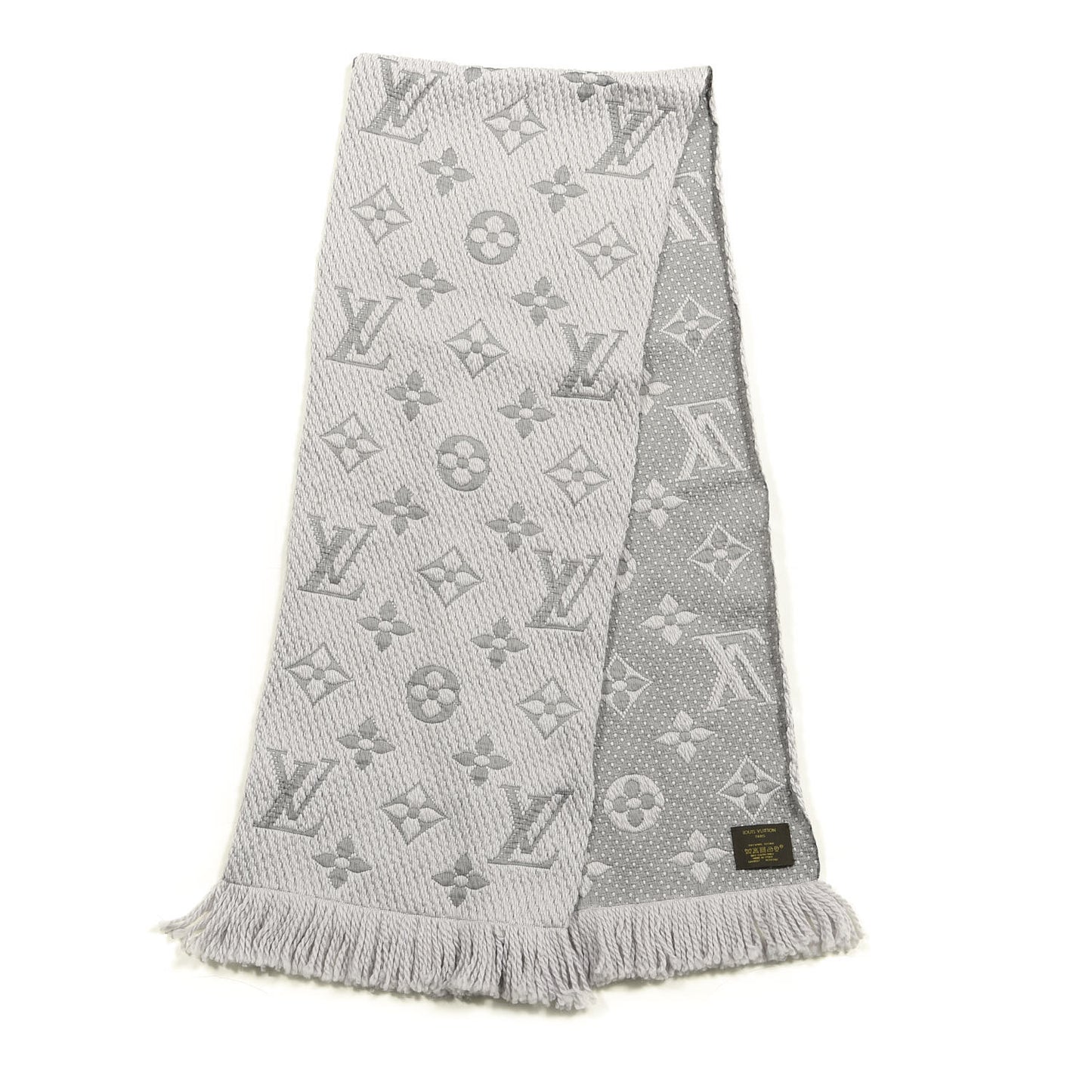 Wool Silk Logomania Scarf Pearl Grey
