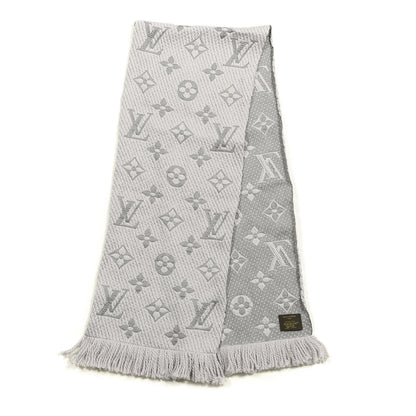 Louis Vuitton Wool Silk Logomania Scarf Pearl Grey 2 of 4