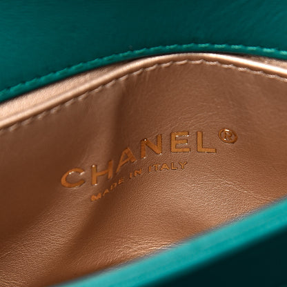 Chanel Lambskin Quilted Small Top Handle Bag Turquoise 6 of 12