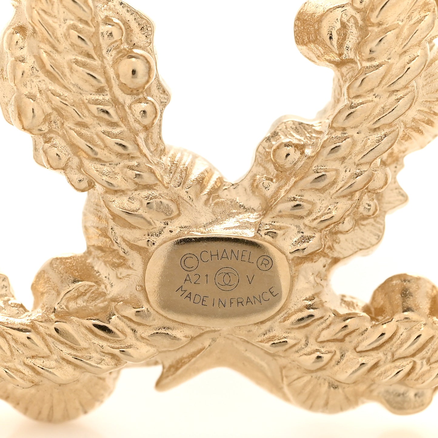 Pearl Crystal CC Lucky Symbols Brooch Gold