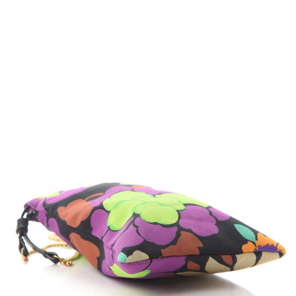 Saint Laurent Satin Floral Print Mini Pochon Drawstring Pouch Black Multicolor 4 of 9