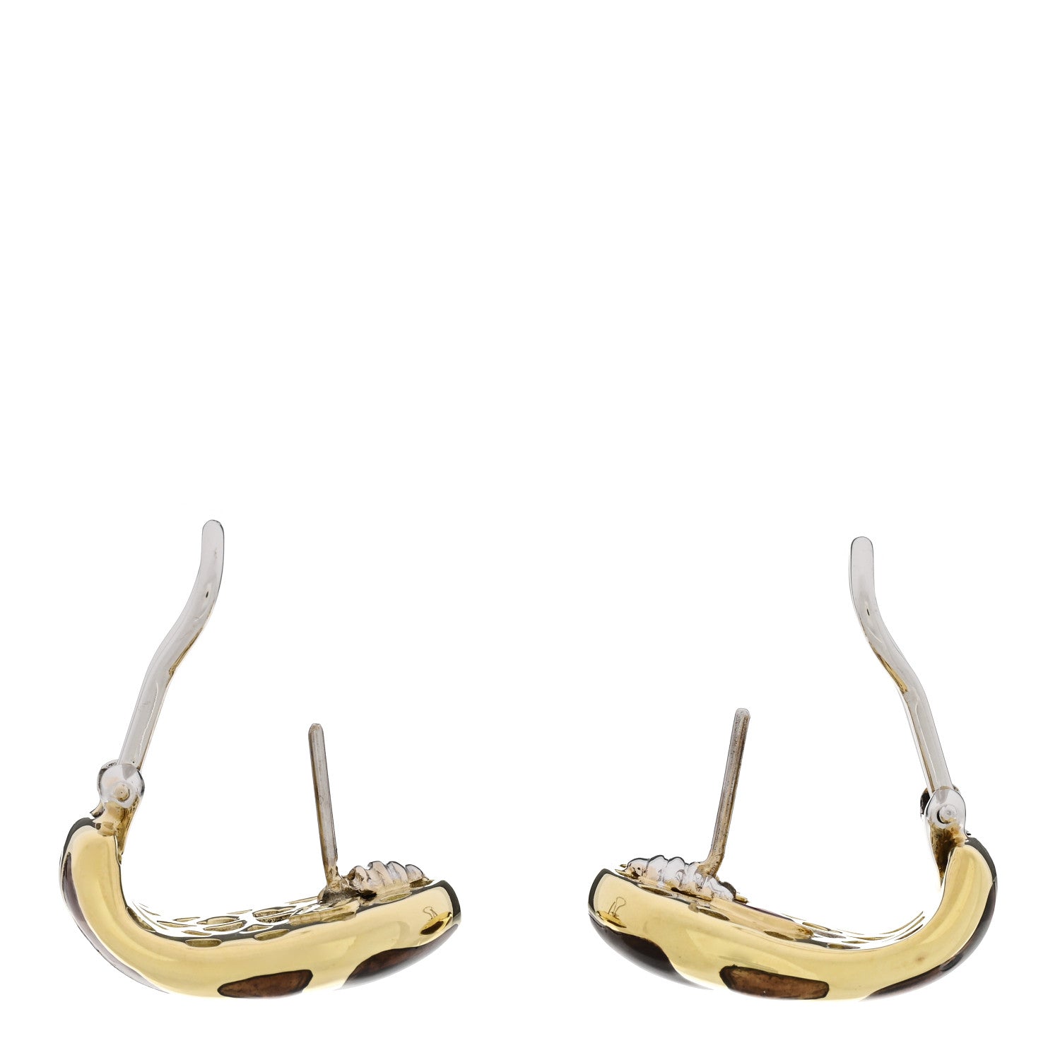 Roberto Coin 18K Yellow Gold Enamel Hoop Earrings Brown 3 of 4