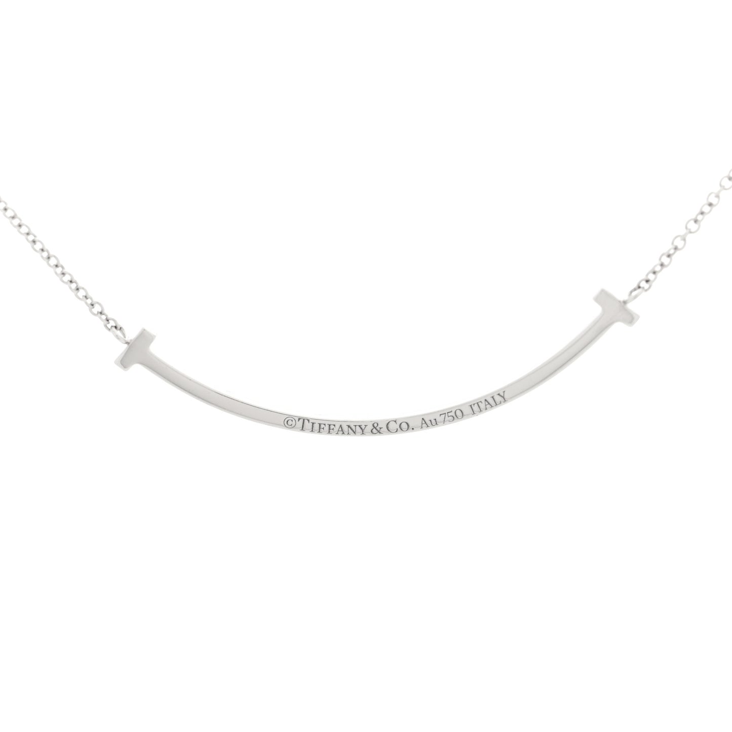 18K White Gold Diamond Small T Smile Pendant Necklace