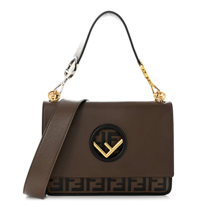 Fendi Vitello Century F is Fendi Bi-Color FF 1974 Embossed Kan I Shoulder Bag Maya Black 1 of 12