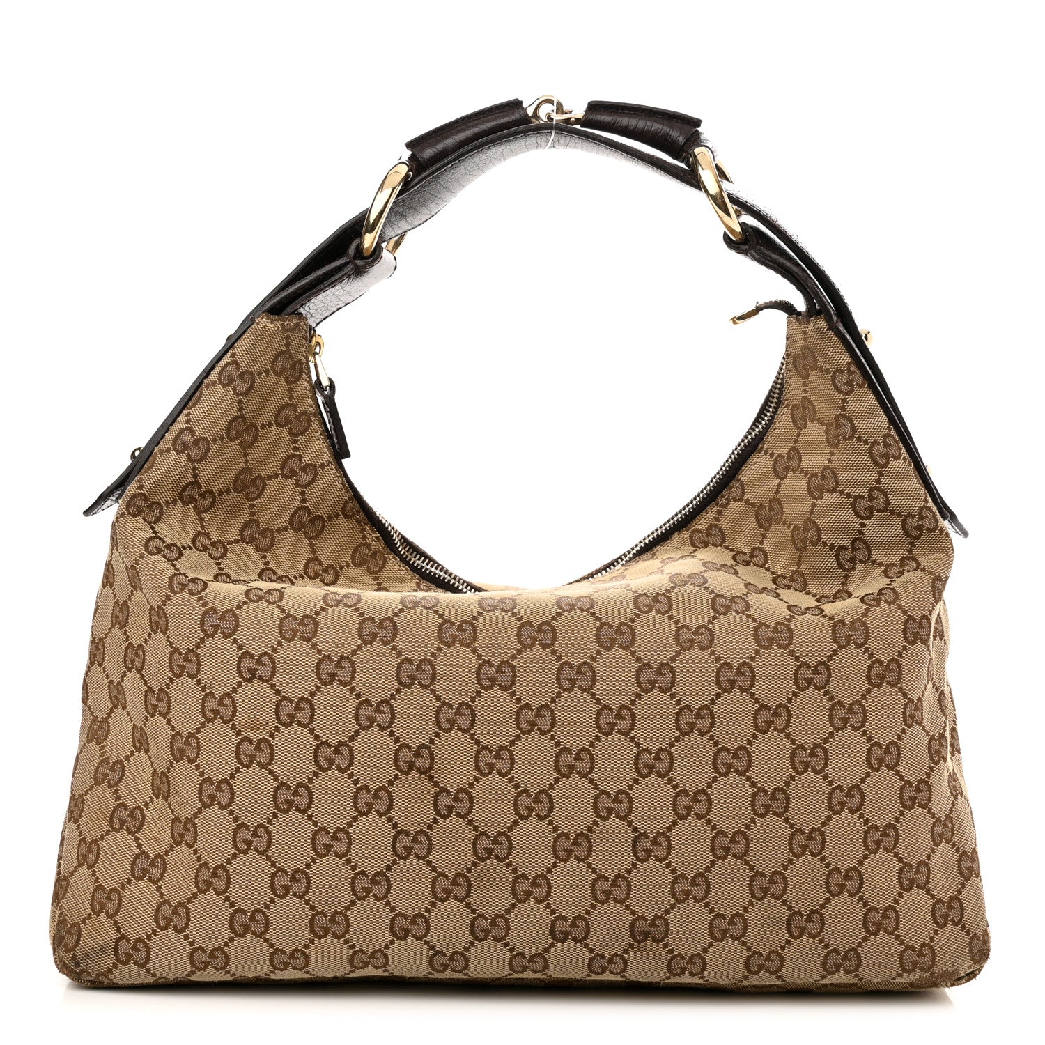 Gucci Monogram Medium Horsebit Chain Hobo Dark Brown 1 of 16