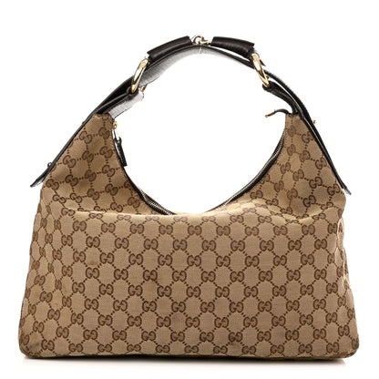 Gucci Monogram Medium Horsebit Chain Hobo Dark Brown 1 of 16